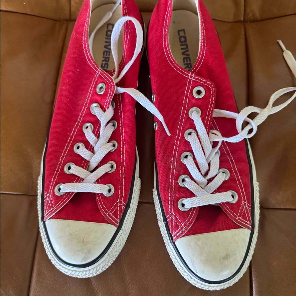 Converse Red Canvas Sneakers size 7 men/ 9 women